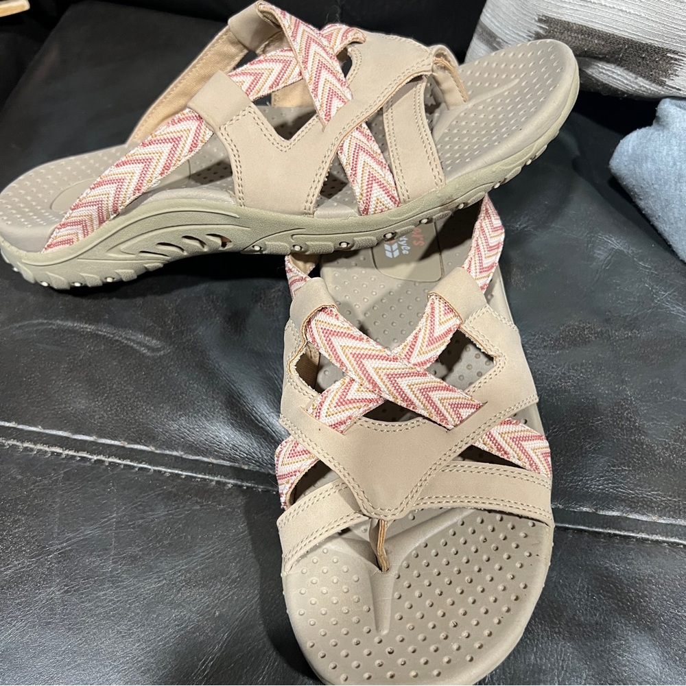 Skechers Tan and Pink Strappy Sandals